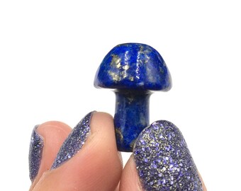 Mini Mushroom (1) Lapis Lazuli Blue Tiny Carving Nature Lovers Statue Rocks and Minerals Mineral Specimen Crystals Mineral Gemstones