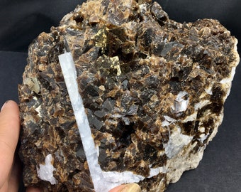 Fluorite Chocolate Brown Iridescent Celestite Ice Blue Crystal Cluster Rocks and Minerals Mineral Specimen UV Fluorescent Clay Center Ohio