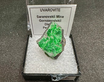 Uvarovite Green Garnets Saranovskii Mine Russia Miniature  Micro Crystals Rocks and Minerals Thumbnail Mounted Mineral Specimen