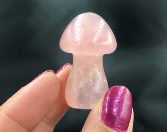 Rose Quartz Mushroom (1) Small Carving Nature Lovers Statue Rocks and Minerals Mineral Specimen Mineral Gemstones Crystal Lovers Gifts