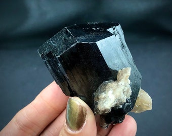 Black Tourmaline Schorl Cluster Single Crystal Smoky Quartz Unpolished Rocks and Minerals Mineral Specimen Jewelry Supply Erongo Namibia