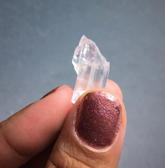 Mini Kunzite Crystal Specimen: Palest Pink Spodumene, Fluorescent Mineral (MINI7)