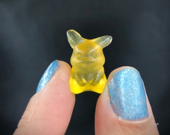Pika Yellow Fluorite Mini Electric Mouse Pocket Creature Mini Polished Monster Jewelry Supply Rocks and Minerals Crystals Mineral Specimen