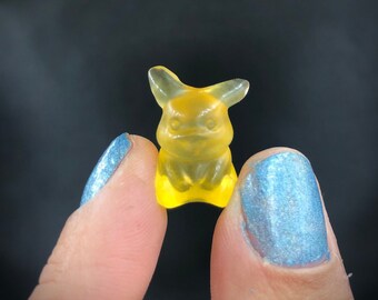 Pika Yellow Fluorite Mini Electric Mouse Pocket Creature Mini Polished Monster Jewelry Supply Rocks and Minerals Crystals Specimen MINI31