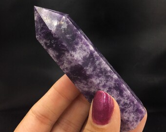 Lepidolite Purple Mica Sparkle Bright Purple Polished Point Tower Rocks and Minerals Mineral Specimen Healing Crystals