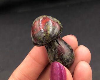 Dragons Blood Jasper Mushroom (1) Small Carving Nature Lovers Statue Rocks and Mineral Specimen Gemstones Crystal Lovers Gifts