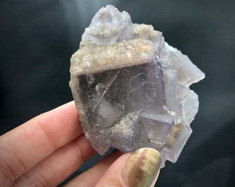 Fluorite Purple Grey Cubes Quartz Crystals on Matrix Cluster Rocks and Minerals Mineral Specimen Loralai Pakistan