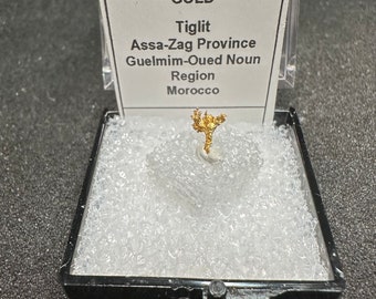 Gold Natural Tiglit Rare Wire Habit Crystallized Mini High Quality Thumbnail Rocks and Minerals Mineral Specimen Morocco