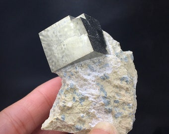 Iron Pyrite Cubic Crystal in Matrix Cluster Metallic Rocks and Minerals Mineral Rock Decor Mineral Specimen Navajún Spain