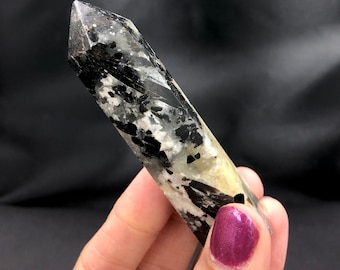 Prehnite Epidote Palest Yellow-Green Dark Olive Point Tower Polished Shaped Crystal Altar Tools Art Rocks and Minerals Mineral Specimen