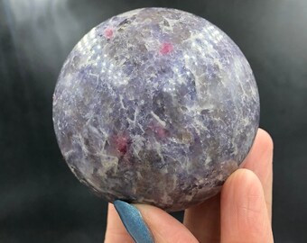 Lepidolite Sphere Orb Purple Mica Pink Tourmaline Sparkle Soft Purple Polished Crystals Rocks and Minerals Mineral Specimen