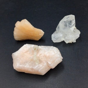 Minerals of India Set of 3 Apophyllite Heulandite Stilbite Party Pack Crystal Cluster Raw Crystal Rocks and Minerals MINI32