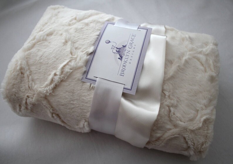 Ivory Embossed Lattice Baby Blanket With Ivory Satin Trim Etsy