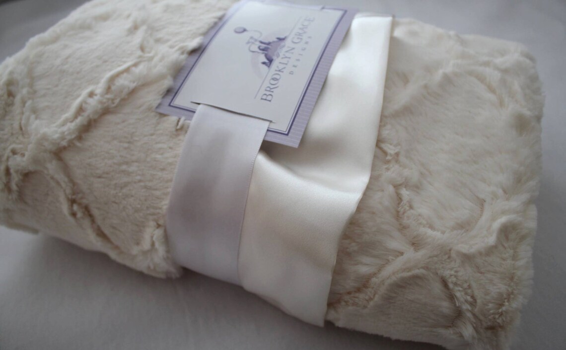Ivory Embossed Lattice Baby Blanket With Ivory Satin Trim Etsy