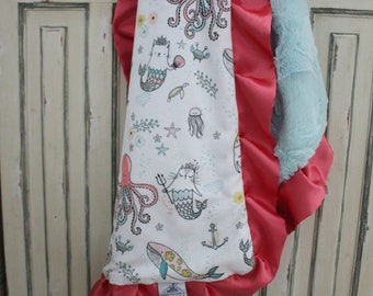 and anchors gray and turquoise with a nautical theme including seahorses Custom Baby Bedding in coral navy coral reef