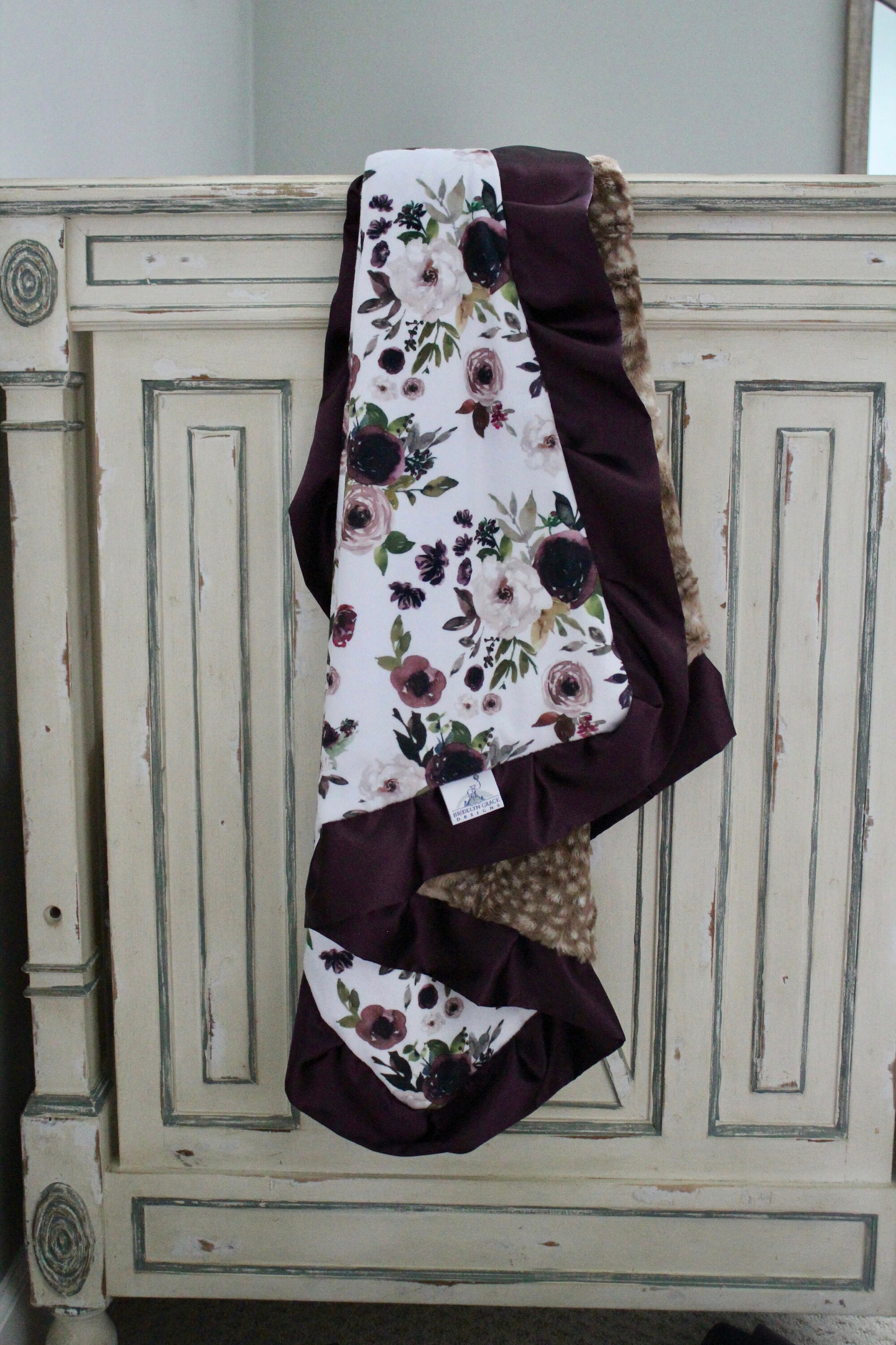 Purple Plum Floral Baby Blanket New Baby Girl Gift for Her Baby Shower Keepsake Soft Minky Plush Rosewater Plum Satin Blanket Girl Crib Etsy Canada