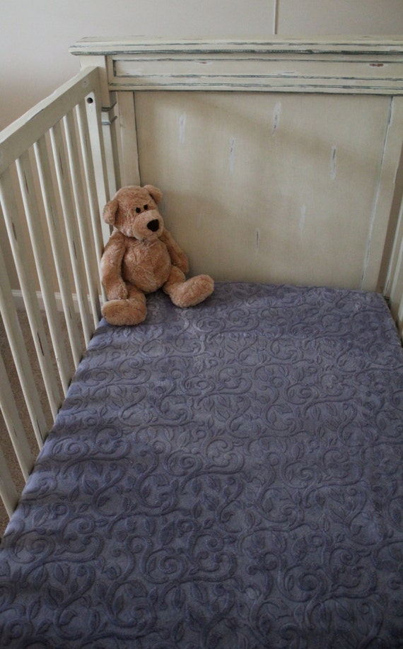 Minky Crib Sheet Embossed Vine In Gray Baby Toddler Image 0