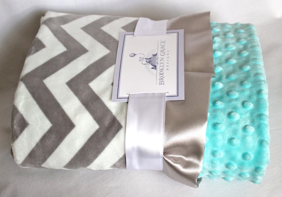 Gray and White Chevron Minky Blanket With Salt Water Blue Minky Dot on Reverse Baby Minky Blanket Boy or Girl Baby Shower Birthday Etsy Canada