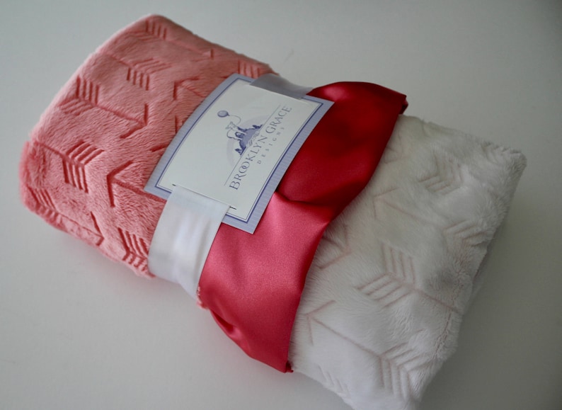Baby Tribe Nursery Crib Bedding Aztec Tee Pee Coral and White Embossed Arrow with Coral Satin Trim Tribal