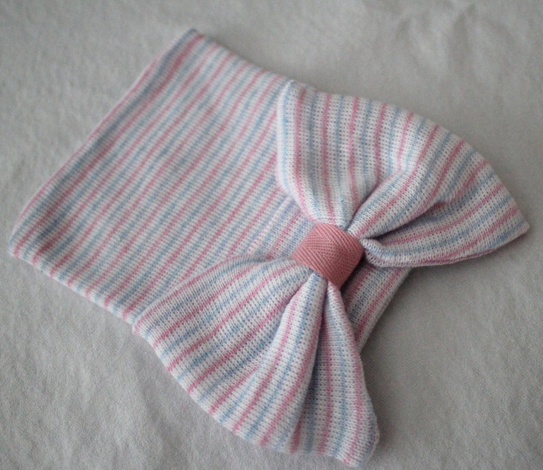 Newborn Beanie Hospital Hat Baby Blue Pink and White - Etsy