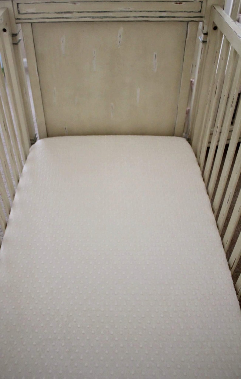 Ivory Minky Dot Crib Sheet Baby Toddler Bedding Nursery