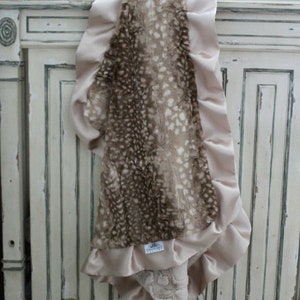 Fawn deer baby blanket champagne hide gender neutral baby gift newborn keepsake photo prop plush minky baby blanket