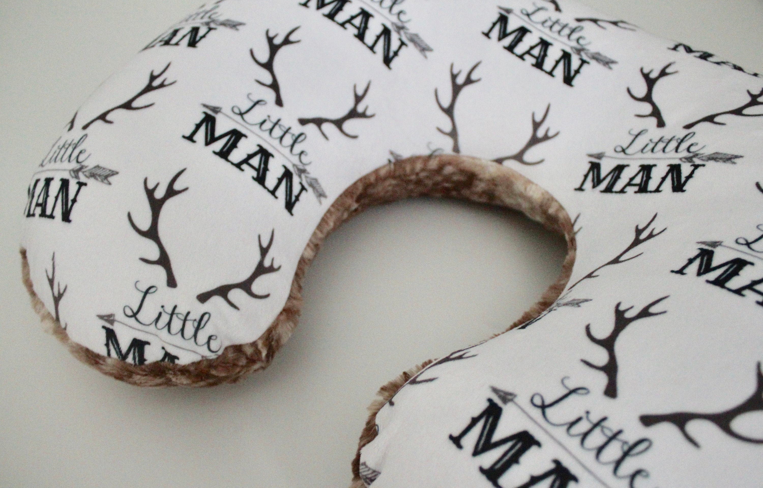 NURSING PILLOW COVER Little Man Antler Deer With Cappuccino Fawn or Gray Embossed Arrow Minky Back Zipper Closure Baby Boy Nursery Etsy
