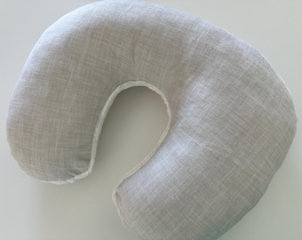 Nursing Pillow Cover Linen Look Minky Breastfeeding Support Pillow Cover Neutral Beige Tan Baby Shower Gift New Mom