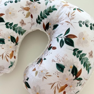Magnolia Floral Nursing Pillow Cover: Minky Baby Feeding Support