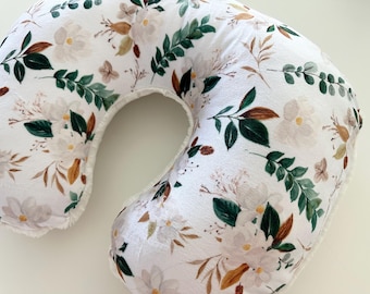 Magnolia Floral Nursing Pillow Cover: Minky Baby Feeding Support