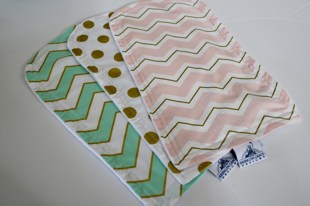 Mint Blush Pink and Gold Burp Cloths Burp Pads Cotton and Etsy