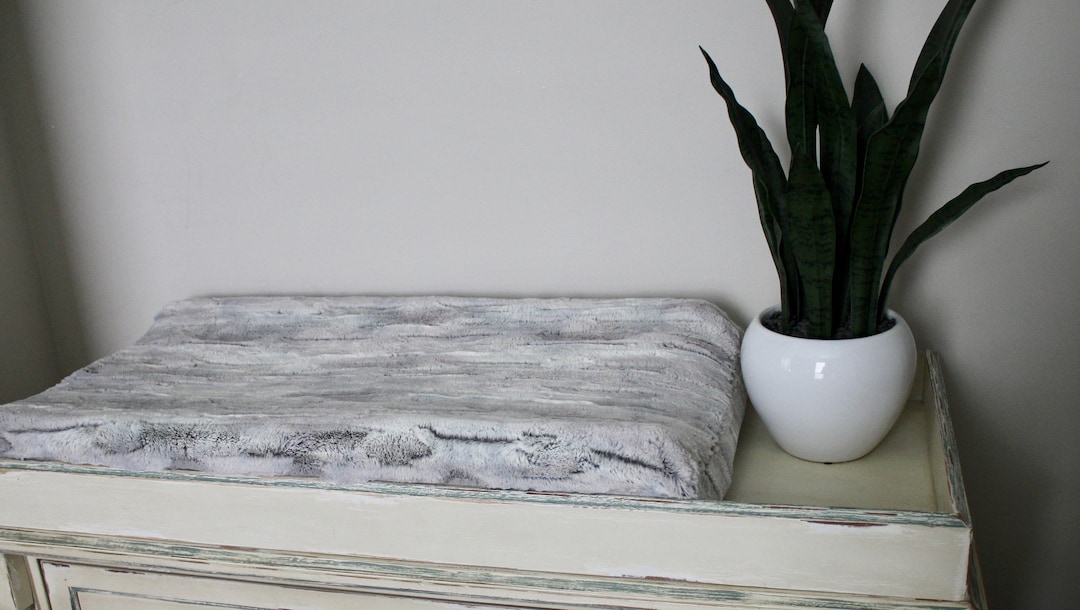 CHANGING PAD COVER: Silver Black Fox Faux Fur Minky - Etsy