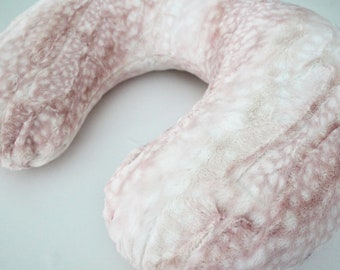 Pink Minky Nursing Pillow Cover: Rosewater Fawn Baby Pillow