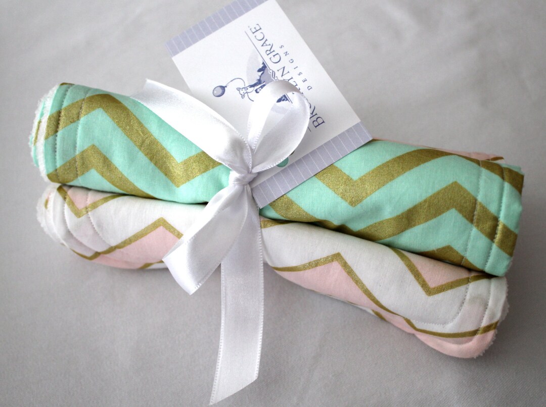 Mint Blush Pink and Gold Burp Cloths Burp Pads Cotton and Etsy