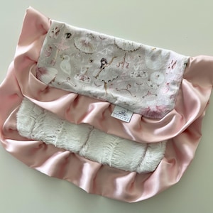 Ballerina Baby Lovie Blanket: Minky Plush with Satin Trim