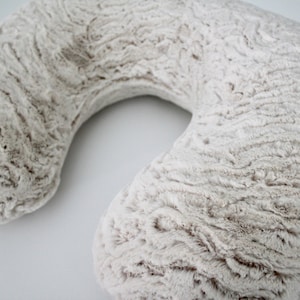 Camel Beige Zebra Minky Nursing Pillow Cover - Modern Minimalist