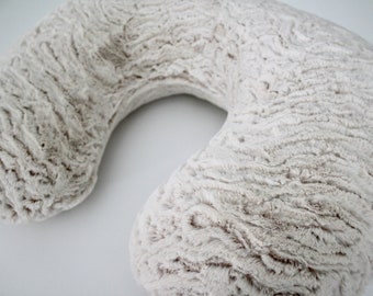 Camel Beige Zebra Minky Nursing Pillow Cover - Modern Minimalist