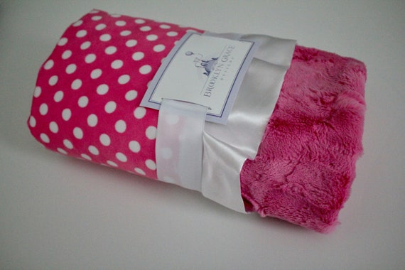 Minky dot blanket with satin backing hot sale