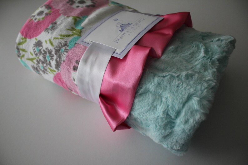 Blossom Cuddle® Hot Pink Floral Minky Blanket Crib Bedding Etsy