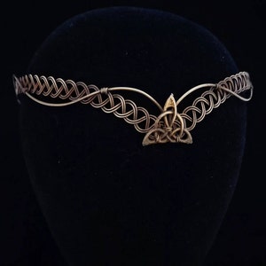 Handmade brass circlet, crown with triquetra setting.