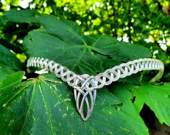 Tiara élfica hecha a mano, tocado celta de plata, cosplay medieval