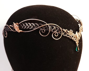 Copper crown, elven headpiece tiara,  ren faire circlet handfasting