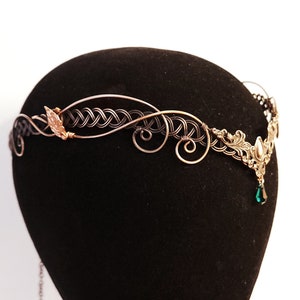 Copper crown, elven headpiece tiara,  ren faire circlet handfasting