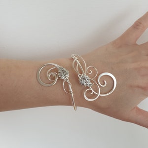 Sterling plated ivy leaf cuff, vine wrap bracelet