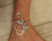 Aquamarine Swarovski Dragonfly cuff bracelet