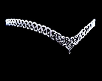 Silver Woven Elven Circlet, Chevron Wire Crown, Pointed Celtic Tiara, Unisex Fantasy Headpiece, Adjustable