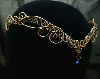 Handmade brass, celtic weave, bridal circlet, tiara cosplay headpiece.