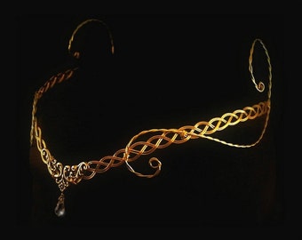 Medieval Renaissance circlet gold crystal elven