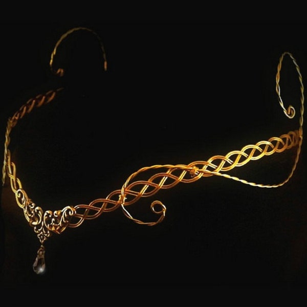 Medieval Renaissance circlet gold crystal elven