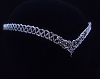 Silver metal celtic weave circlet tiara headband